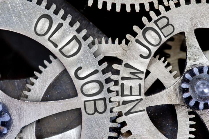 "Old Job" and "New Job" written on chains