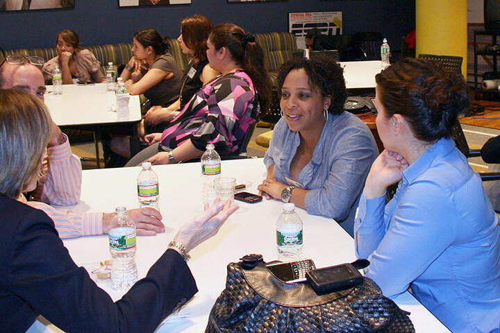 WISE Within Program participants chatting during a breakout exercise
