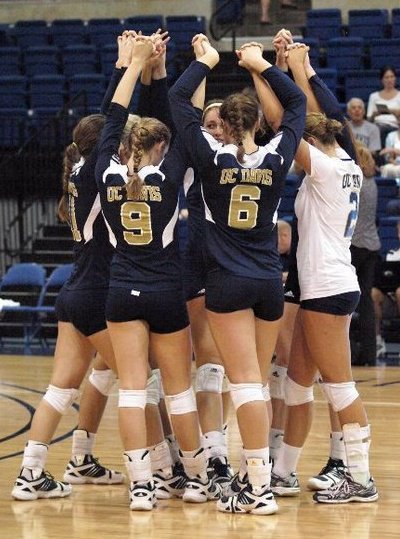 Volleyball team huddle
