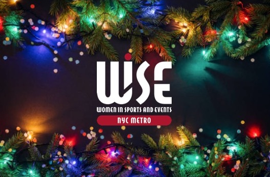 WISE NYC Metro logo surrounded by festive lights